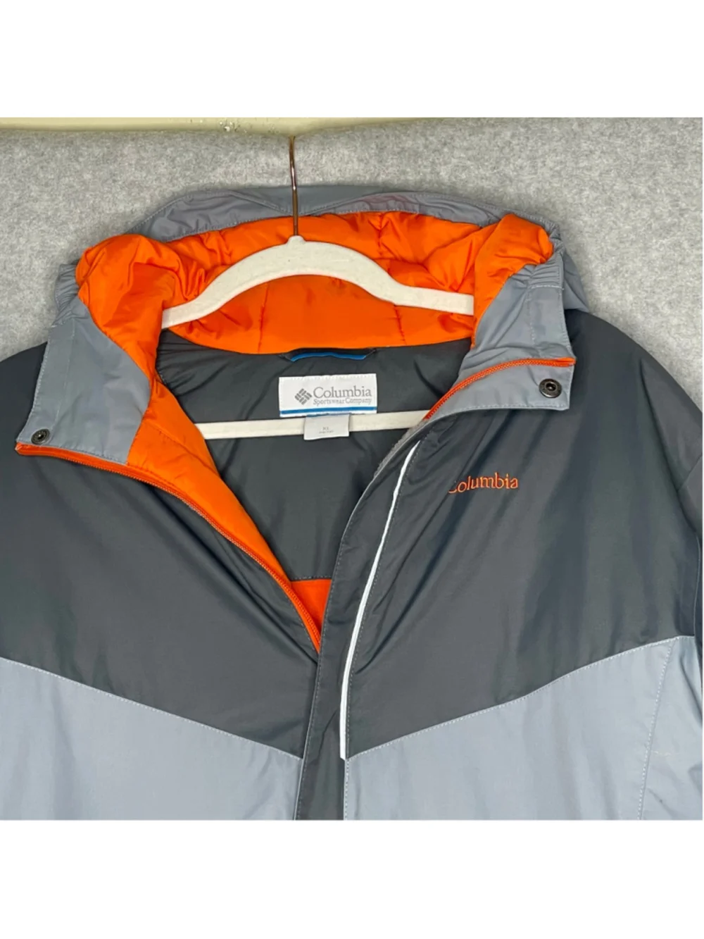 Columbia Boys XL 18/20 Hooded Winter Ski Jacket Gray Orange